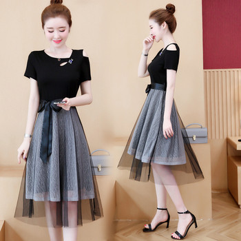 Női alkalmi ruha rövid ujjal, tüllből