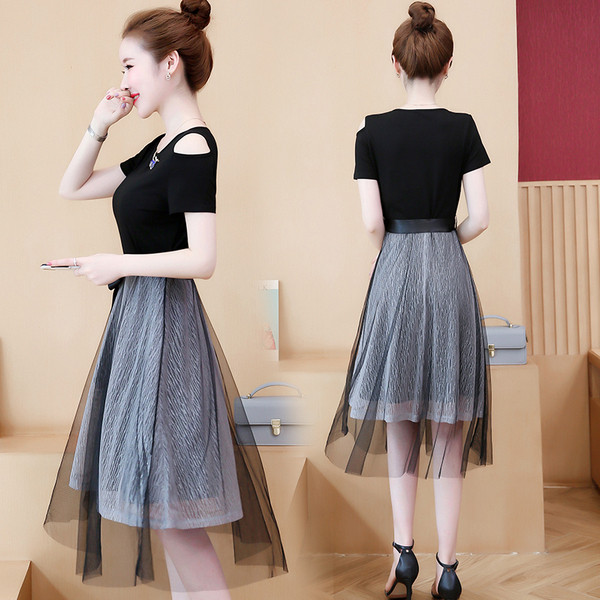 Női alkalmi ruha rövid ujjal, tüllből