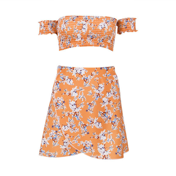 Set de dama zilnic din doua parti cu model floral