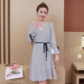 Rochie casual dama in carouri cu maneci lungi