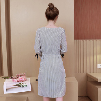 Rochie casual dama in carouri cu maneci lungi