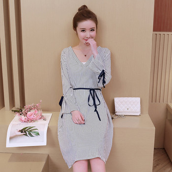 Rochie casual dama in carouri cu maneci lungi