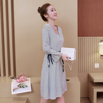 Rochie casual dama in carouri cu maneci lungi