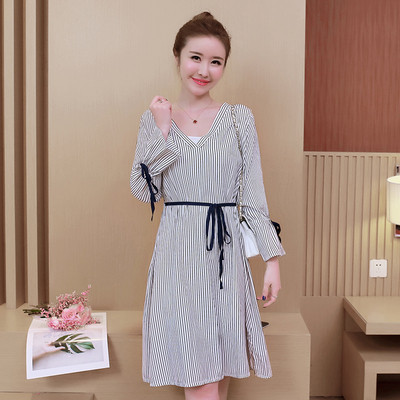 Rochie casual dama in carouri cu maneci lungi