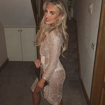 Rochie eleganta de dama cu decolteu adanc si maneci lungi in trei culori