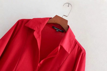 Női hosszú ujjú ruha piros színben