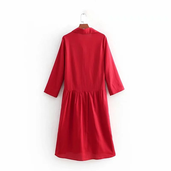 Női hosszú ujjú ruha piros színben