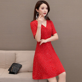 Rochie casual de dama in negru si rosu