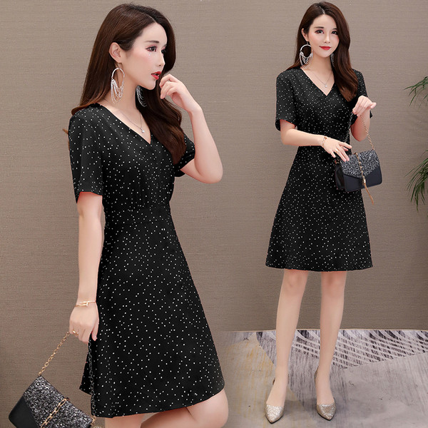 Rochie casual de dama in negru si rosu