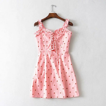 Rochie de dama cu cravate in roz si albastru