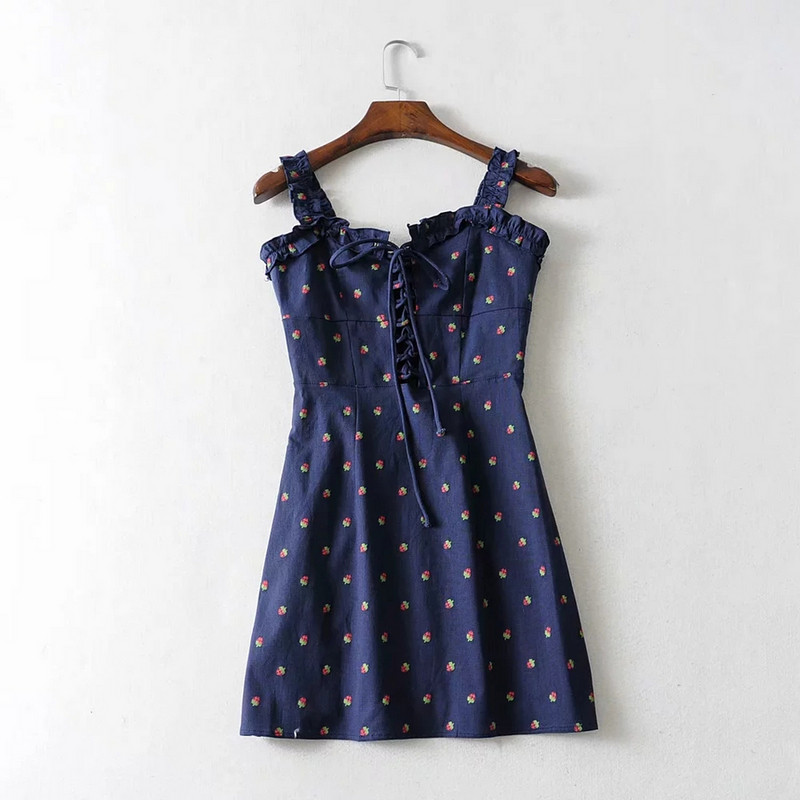 Rochie de dama cu cravate in roz si albastru