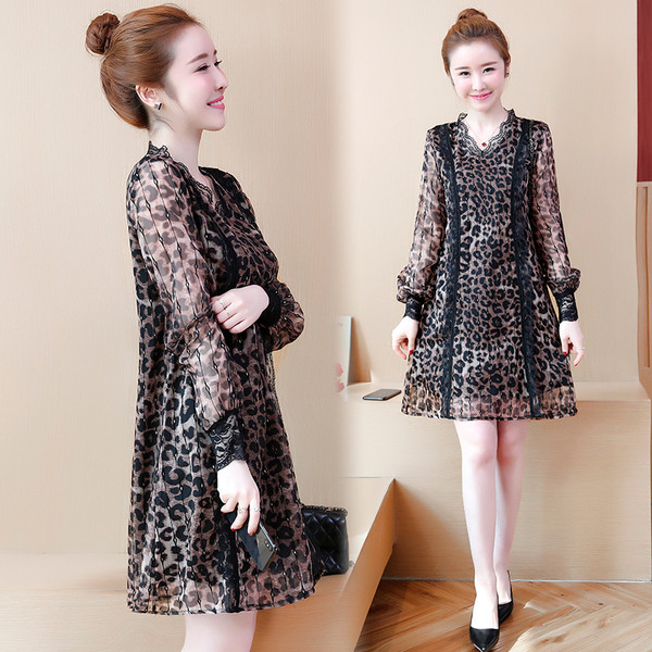 Rochie de dama moderna cu animal print - model drept