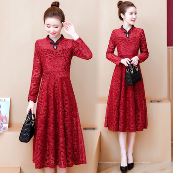 Rochie lungă de damă modernă în negru și roșu