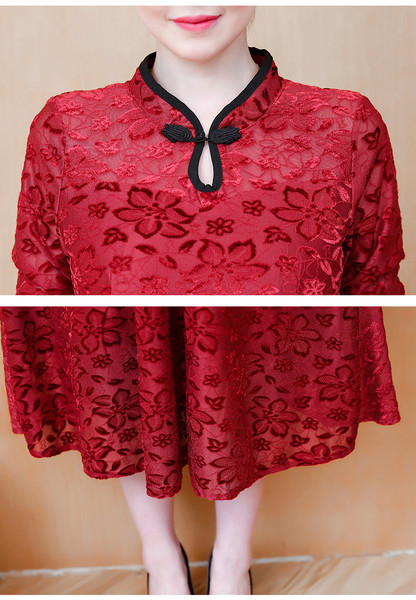 Rochie lungă de damă modernă în negru și roșu