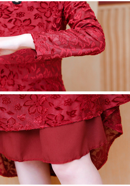 Rochie lungă de damă modernă în negru și roșu