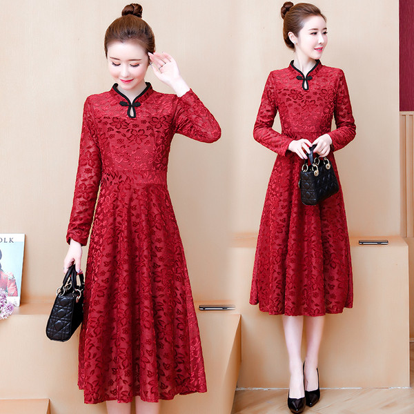 Rochie lungă de damă modernă în negru și roșu