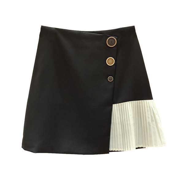 Fusta de dama moderna in doua culori cu nasturi