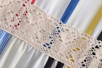 Csíkos női ruha hosszú ujjal