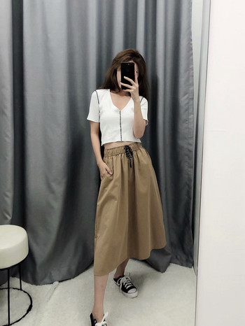 Fusta de dama lunga de culoare maro - model lat