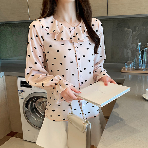 Cămașă de damă modernă cu mânecă lungă, roz