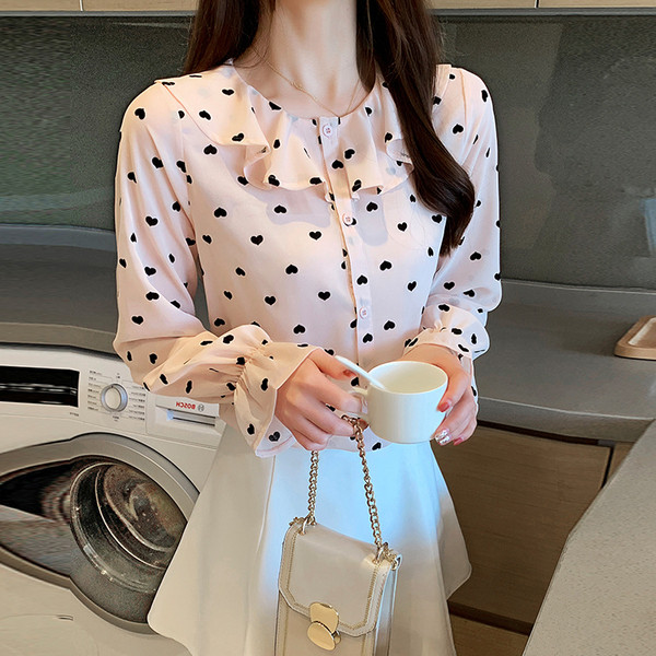 Cămașă de damă modernă cu mânecă lungă, roz