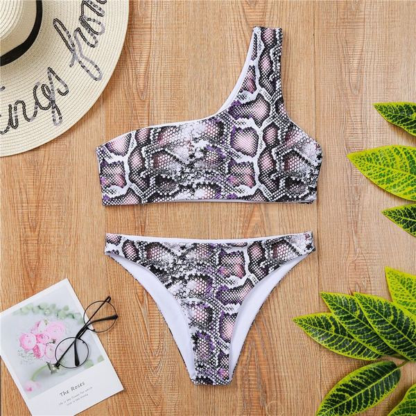 Costum de baie model nou din două părți cu o curea și model animal