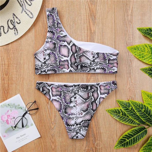 Costum de baie model nou din două părți cu o curea și model animal