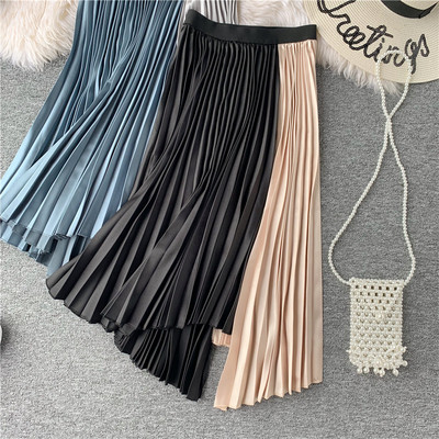 Fusta de dama plisata in doua culori
