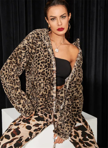 Jachetă modernă de damă cu mâneci lungi și model animal