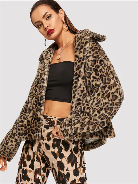 Jachetă modernă de damă cu mâneci lungi și model animal