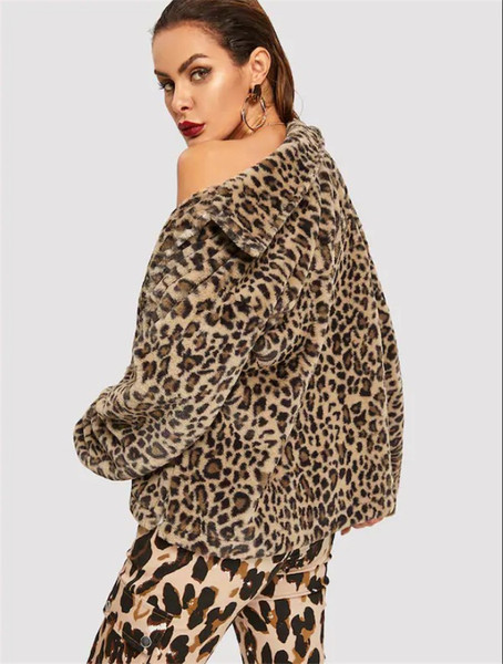 Jachetă modernă de damă cu mâneci lungi și model animal