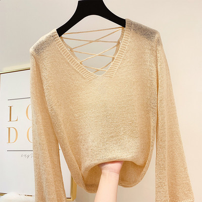 Pulover casual dama cu cravate incrucisate in mai multe culori