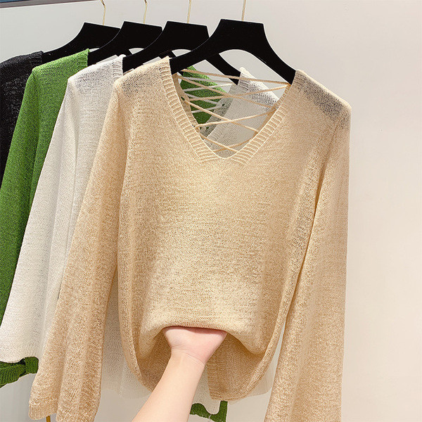 Pulover casual dama cu cravate incrucisate in mai multe culori