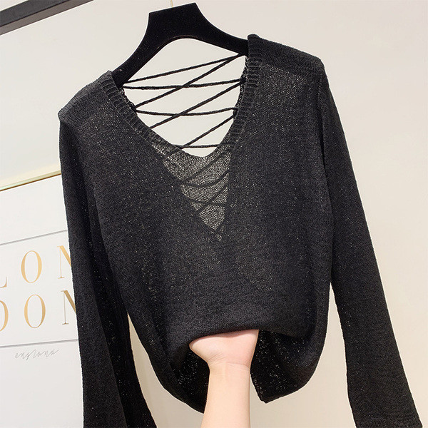 Pulover casual dama cu cravate incrucisate in mai multe culori