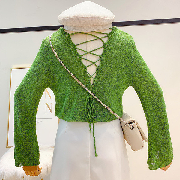 Pulover casual dama cu cravate incrucisate in mai multe culori