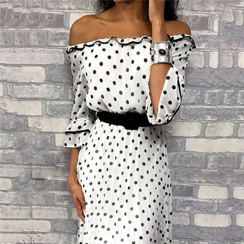 Modern női ruha 3/4 ujjal, fehér színben