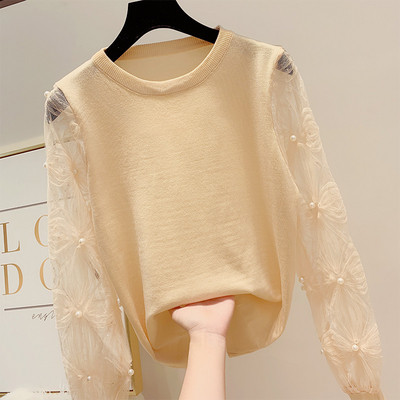 Bluză de damă modernă cu mâneci din dantelă în mai multe culori