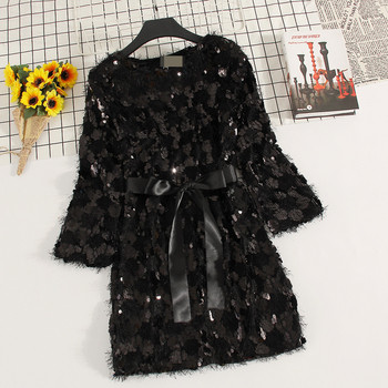 Rochie de dama de toamna cu maneci lungi si paiete in trei culori