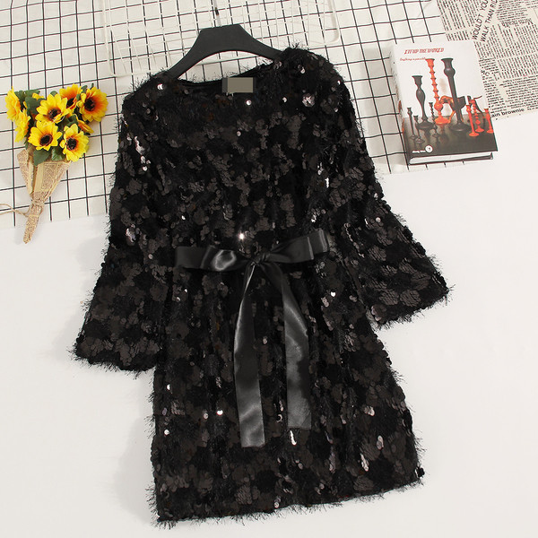 Rochie de dama de toamna cu maneci lungi si paiete in trei culori