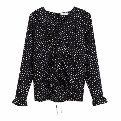 Modern női ing fűzővel és hosszú ujjú fekete színben