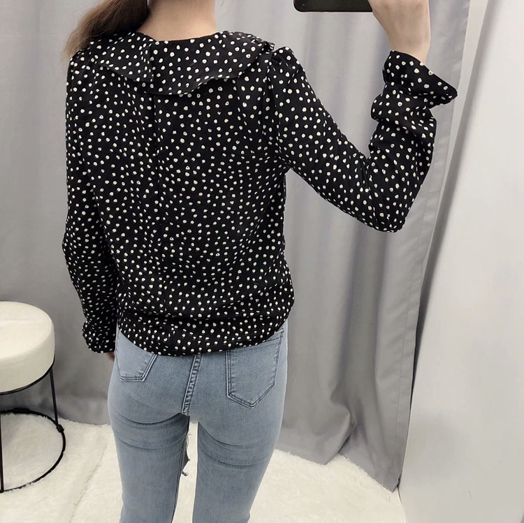 Modern női ing fűzővel és hosszú ujjú fekete színben