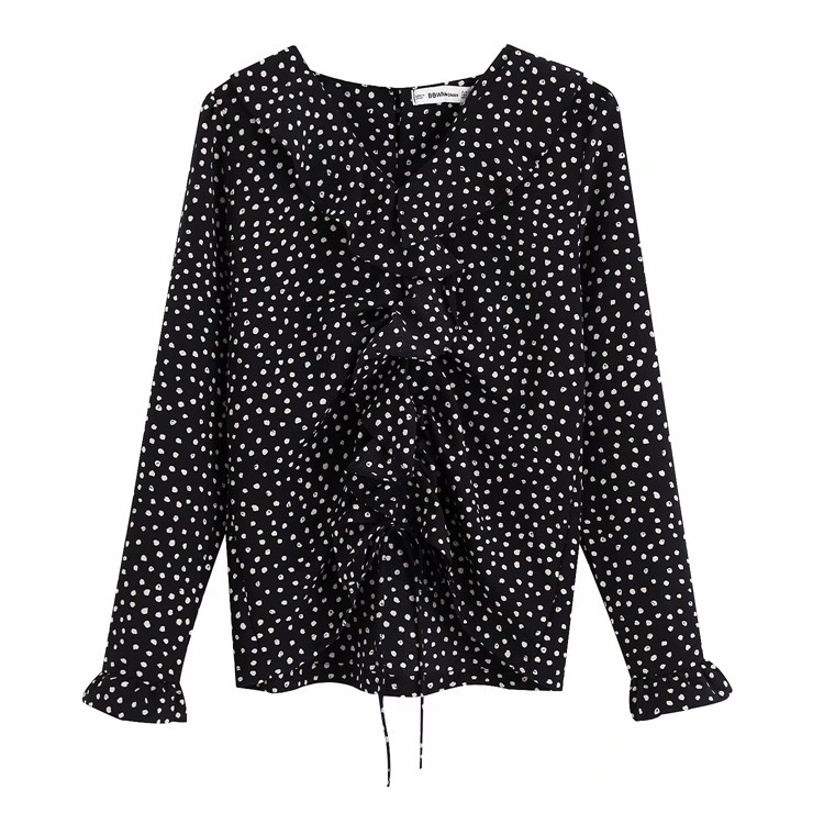 Modern női ing fűzővel és hosszú ujjú fekete színben