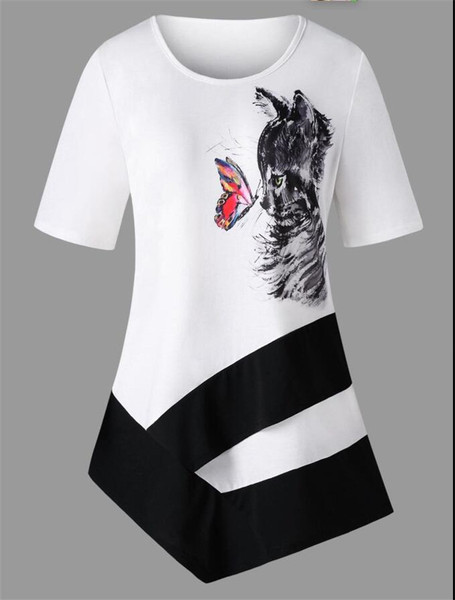 Lezser női hosszú póló fehér rátéttel