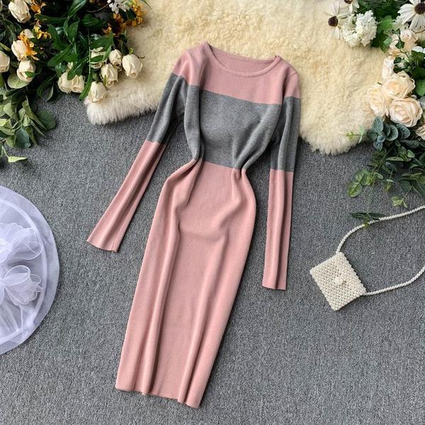 Őszi női ruha hosszú ujjal, négy színben