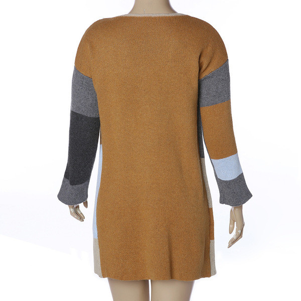 Cardigan lung de damă modern cu buzunar în culoarea gri