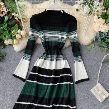 Csíkos női ruha szabású modell hosszú ujjú több színben