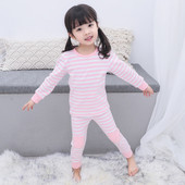 Csíkos gyerek pizsama két színben lányoknak
