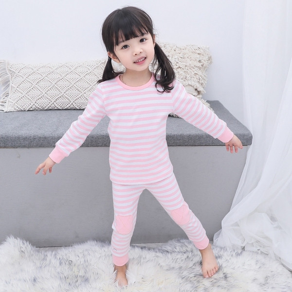Csíkos gyerek pizsama két színben lányoknak