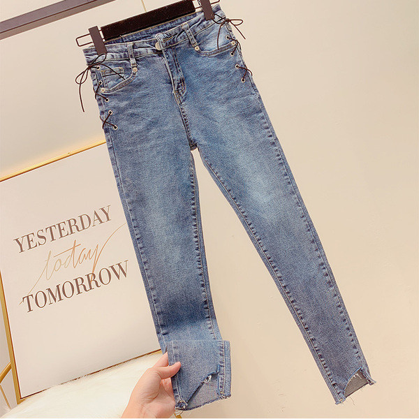 Blugi de dama moderni cu cravate element