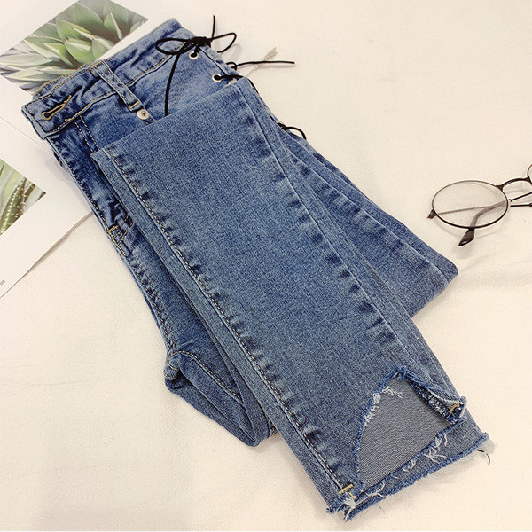 Blugi de dama moderni cu cravate element